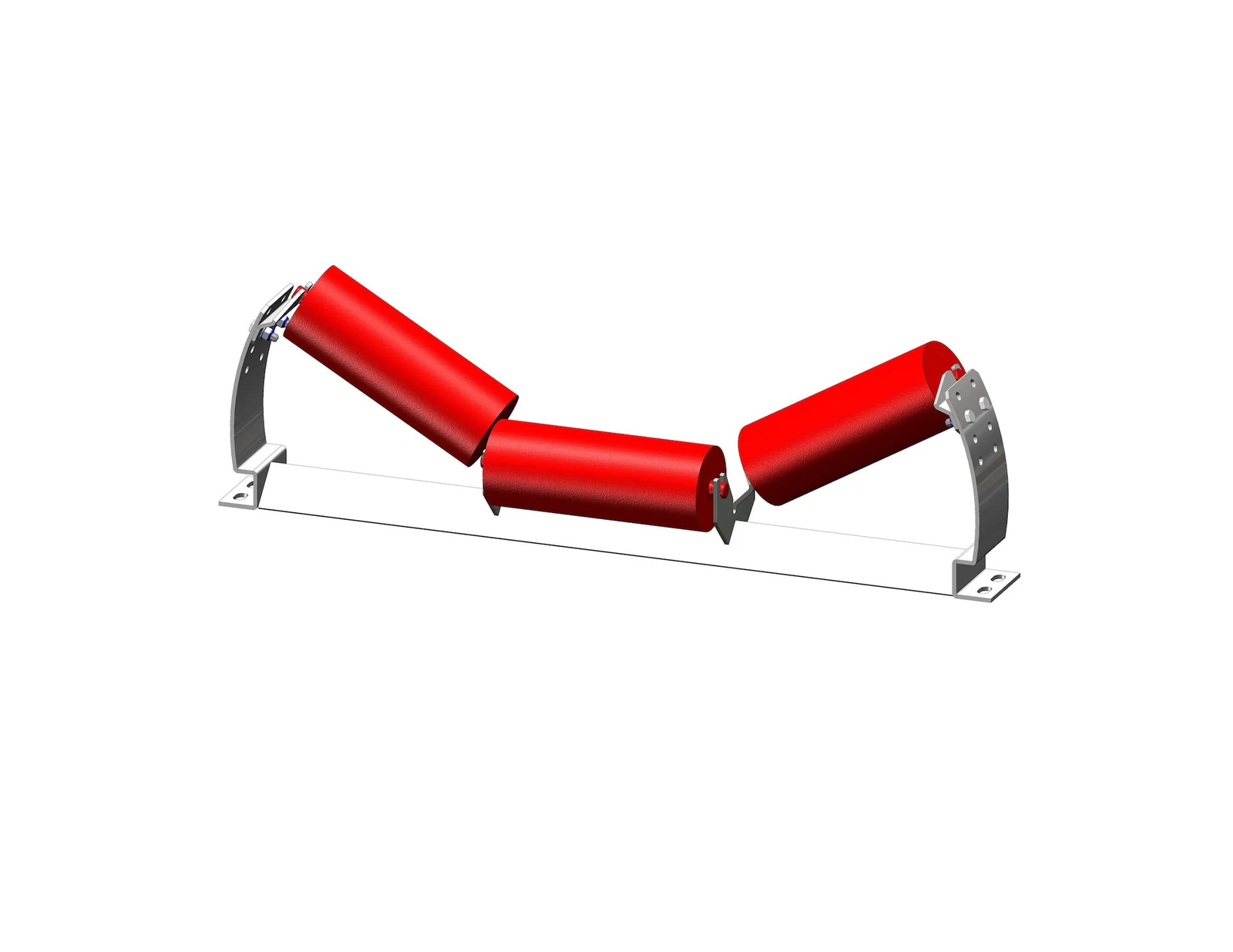 Adjustable three-roller trough frame