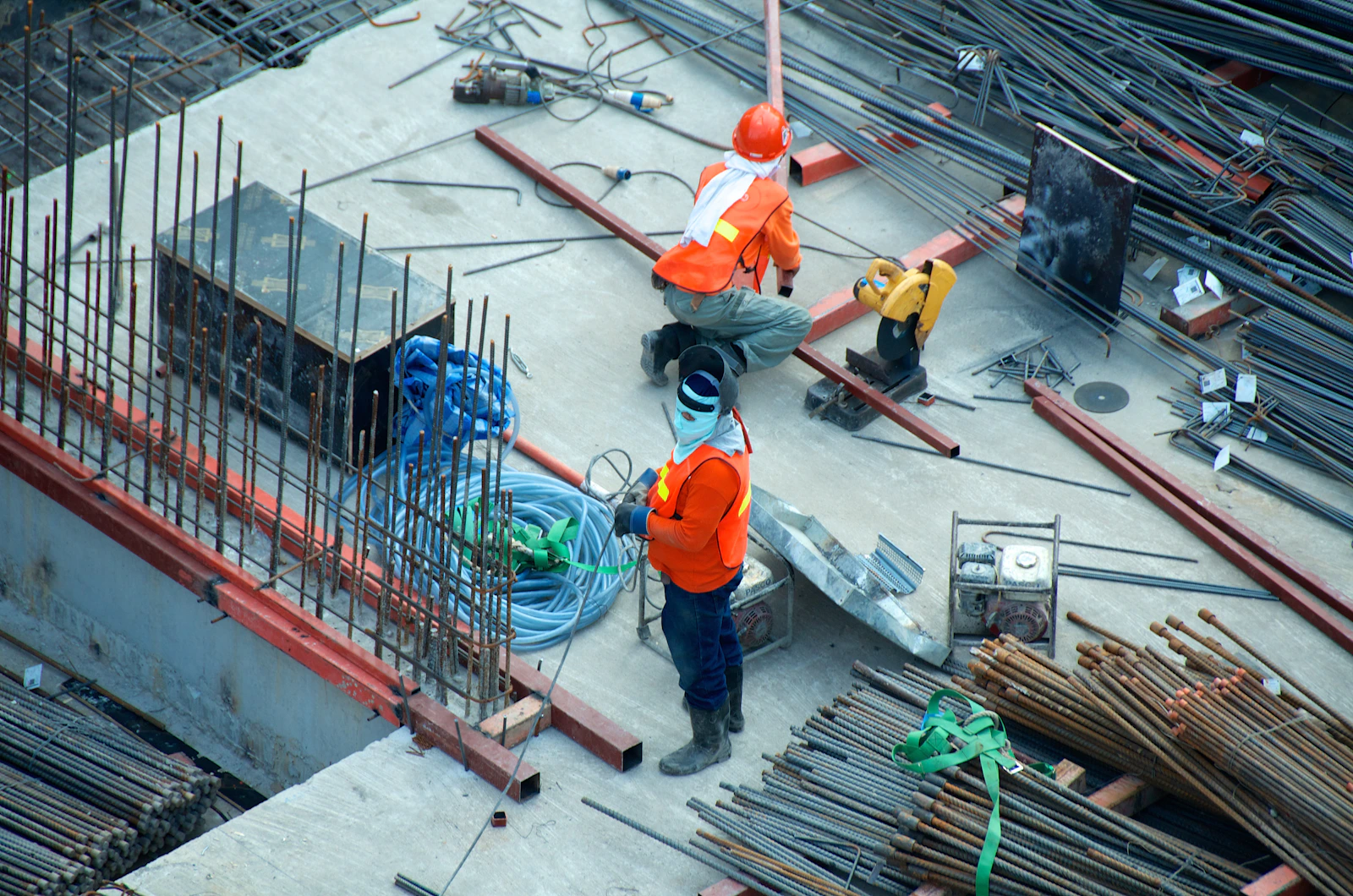 Tradesperson completing structural fabrication work on site